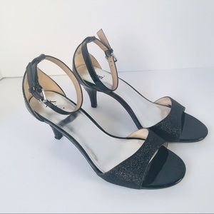 Fioni Black Ankle Strap Glitter  Women's 8M